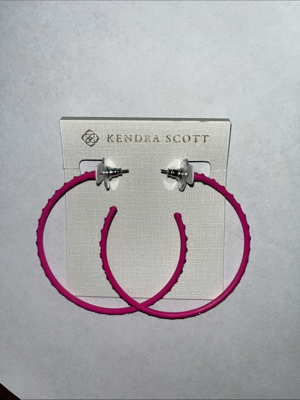 Kendra Scott Bright Pink Textured Hoop Earrings